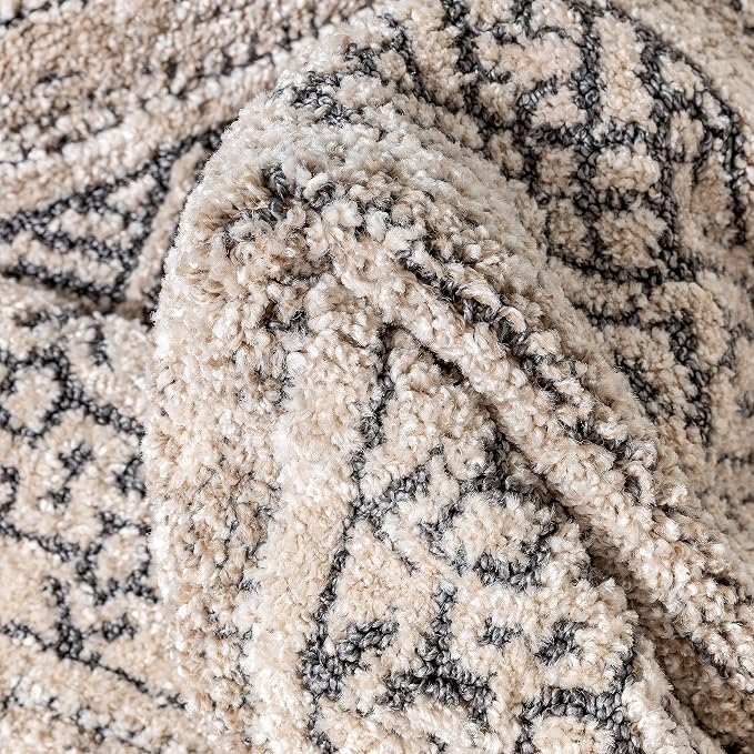 Well Woven Francesca Beige Tribal Geometric Distressed High-Lo Pile (2'7" x 9'10") Runner Rug