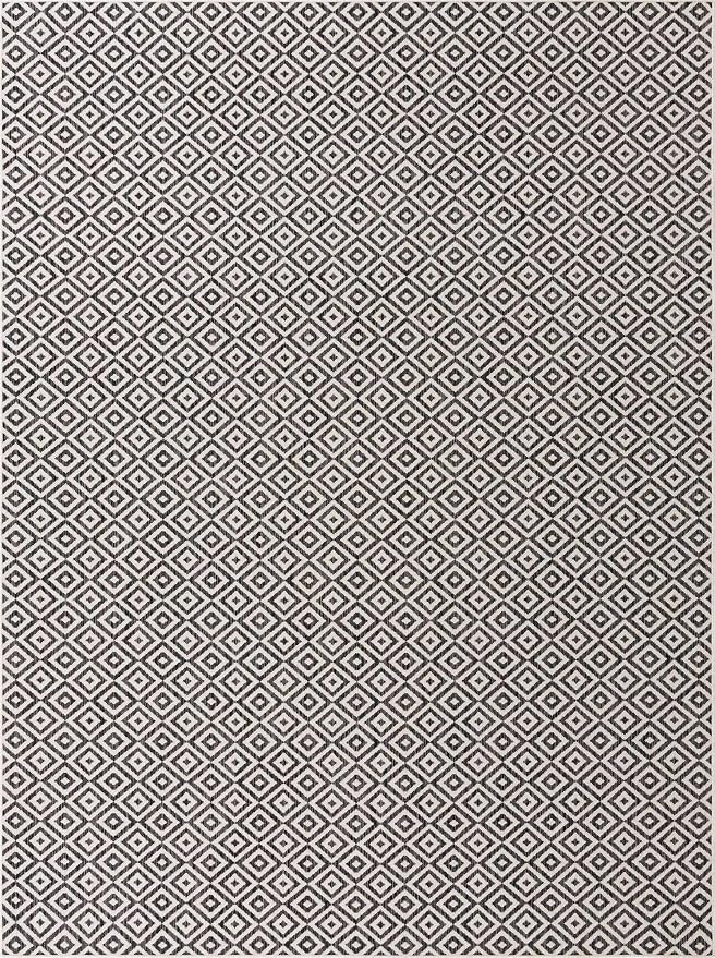 Unique Loom Outdoor Collection Area Rug - Costa Rica (9' x 12' Rectangle, Charcoal Gray/ Ivory)