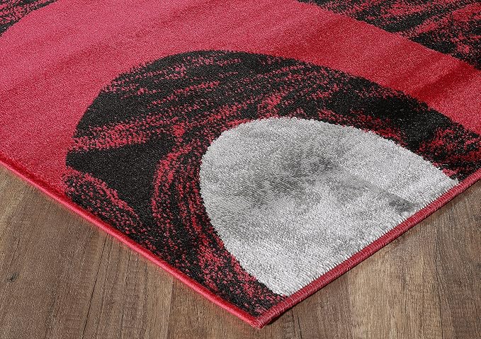 Yafa Home Fashion Modern Contemporary Swirls Design Area Rug, Luxurious, Elegant, and Fashionable Area Rug (Red, 4 ft X 5 ft)