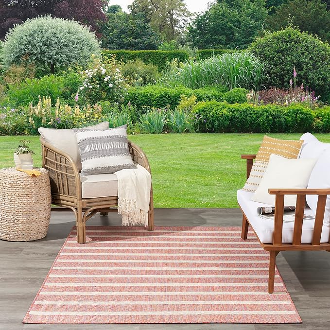 Nourison Home Positano Rainbow Ivory 5' x 7' Area Rug - Easy Clean, Non Shedding, Bed Room, Living Room, Dining Room, Kitchen (5' x 7')