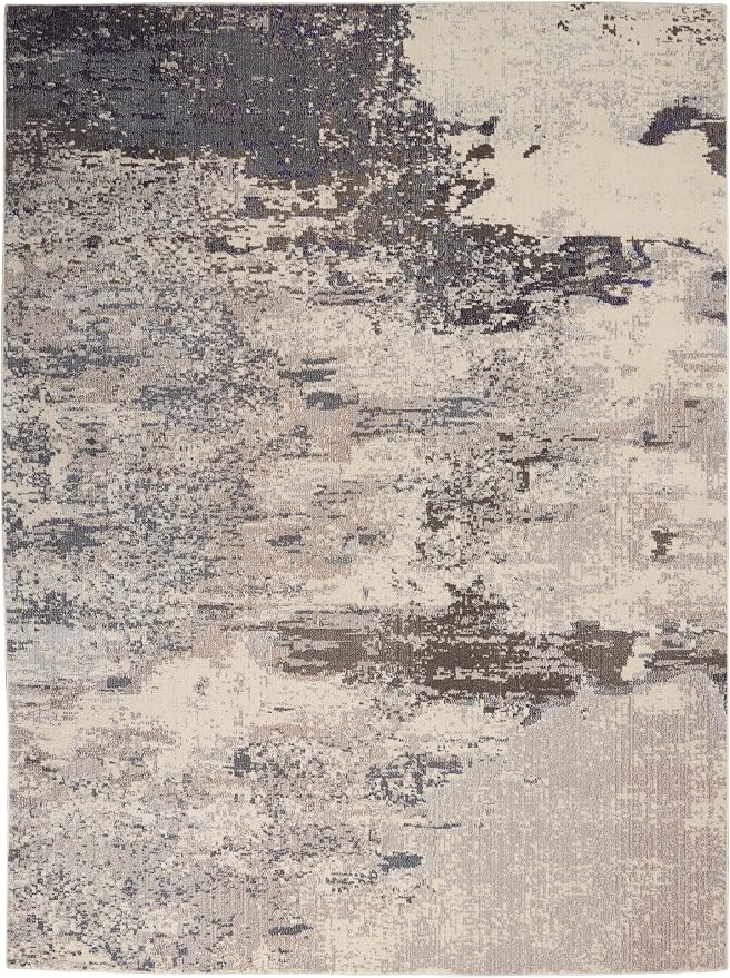 Nourison Home Celestial Ivory Grey 10' x 14' Area Rug - Easy Clean, Non Shedding, Bed Room, Living Room, Dining Room, Kitchen (10' x 14')