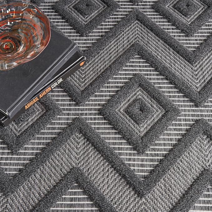 Nourison Home Versatile Charcoal Black 9' x 12' Area Rug - Easy Clean, Non Shedding, Bed Room, Living Room, Dining Room, Kitchen (9' x 12')