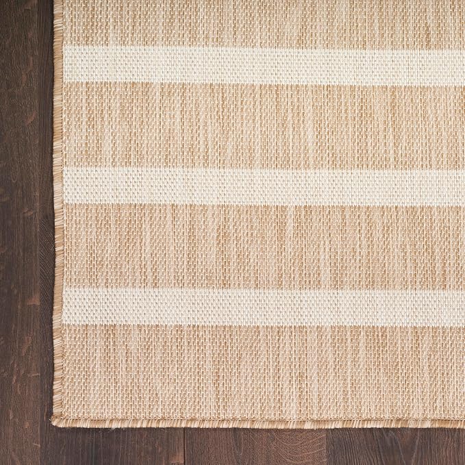 Nourison Home Positano Beige Ivory 7' x 10' Area Rug - Easy Clean, Non Shedding, Bed Room, Living Room, Dining Room, Kitchen (7' x 10')