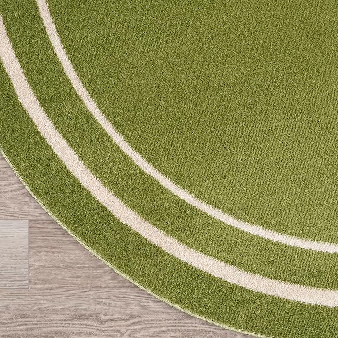 Nourison Home Nourison Essentials Green Ivory 4' x Round Area Rug - Easy Clean, Non Shedding, Bed Room, Living Room, Dining Room, Kitchen (4' x Round)