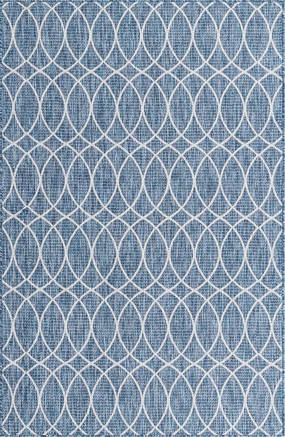 Unique Loom Outdoor Trellis Collection Area Rug - Gitter (5' 3" x 8' Rectangle, Blue/ Ivory)