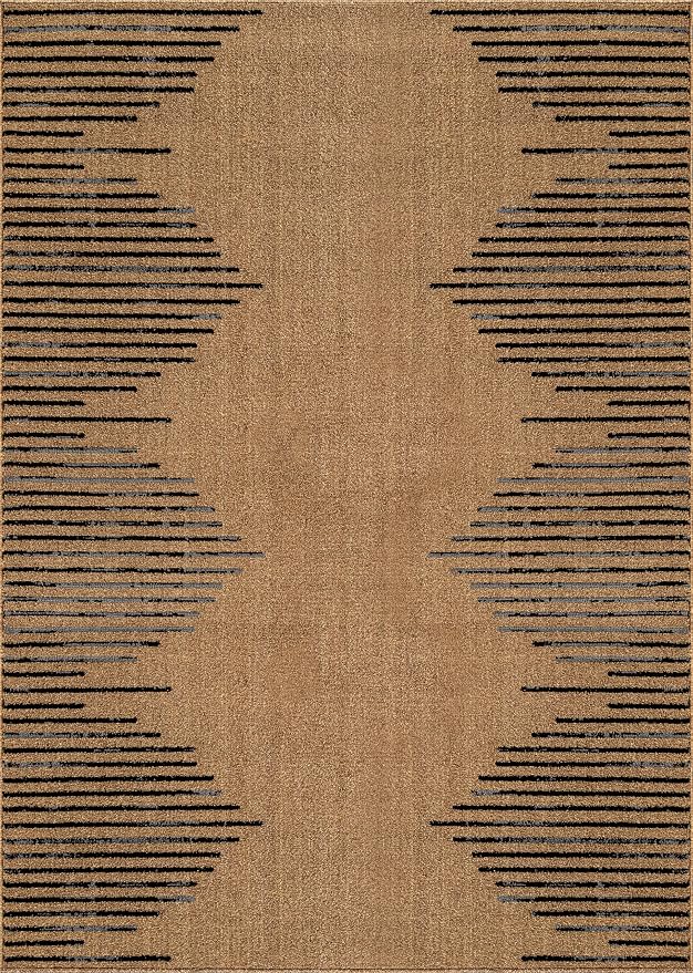 Rugshop Bohemian Stripe Stain Resistant Living Room Area Rug Jute 3'3" x 5' | High Traffic, Rectangular, Size 3'3" x 5', Bedroom, Dining Room, Home Office, Kitchen, Entryway, Hallway, Nursery, Kids Room