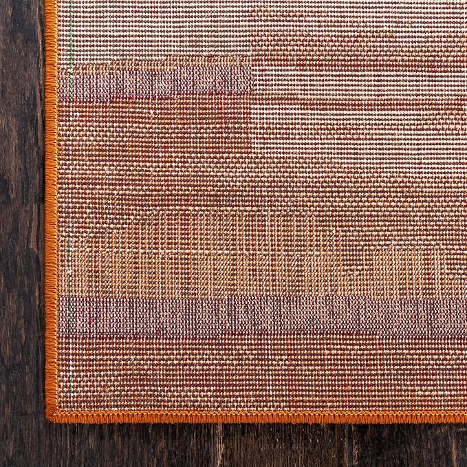 Unique Loom Autumn Collection Modern Contemporary Casual Abstract Area Rug (Beige/ Terracotta Rustic, 9 x 12 ft Rectangular)