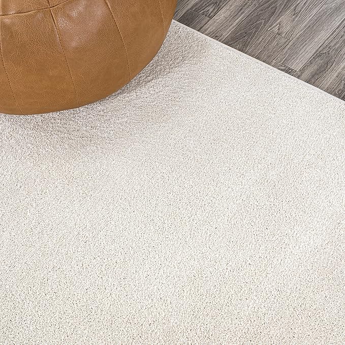 JONATHAN Y Haze Solid Low-Pile Cream Runner Rug 2x14, Coastal,Bohemian,Minimalist,Classic, Easy-Cleaning for Living Room,Bedroom,Kitchen,Pet Friendly,Non-Shedding (SEU100T-214)