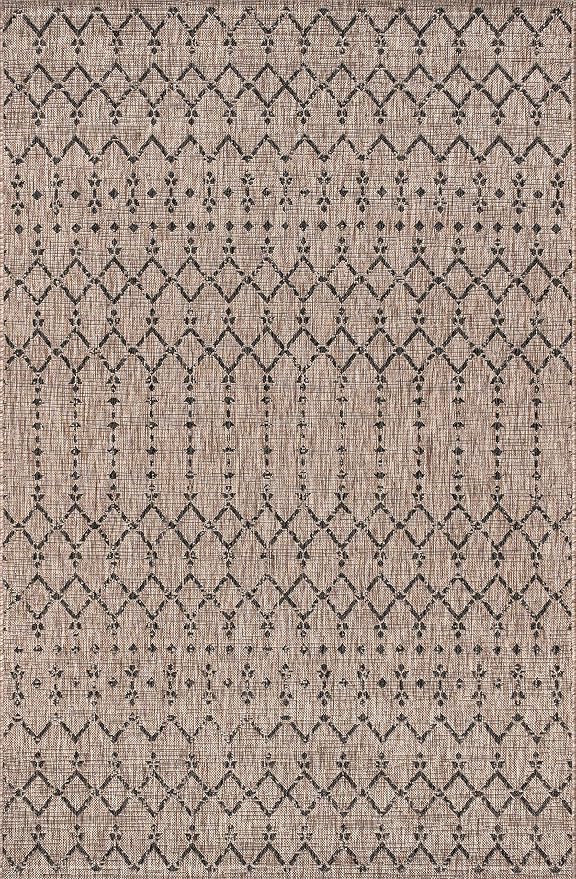 JONATHAN Y Moroccan Geometric Indoor Outdoor Area Rug 10X14 Natural/Black, Ourika Textured Weave for Backyard, Patio, Porch, Easy-Cleaning, High Traffic, Pet-Friendly, Non-Shedding (SMB108D-14)