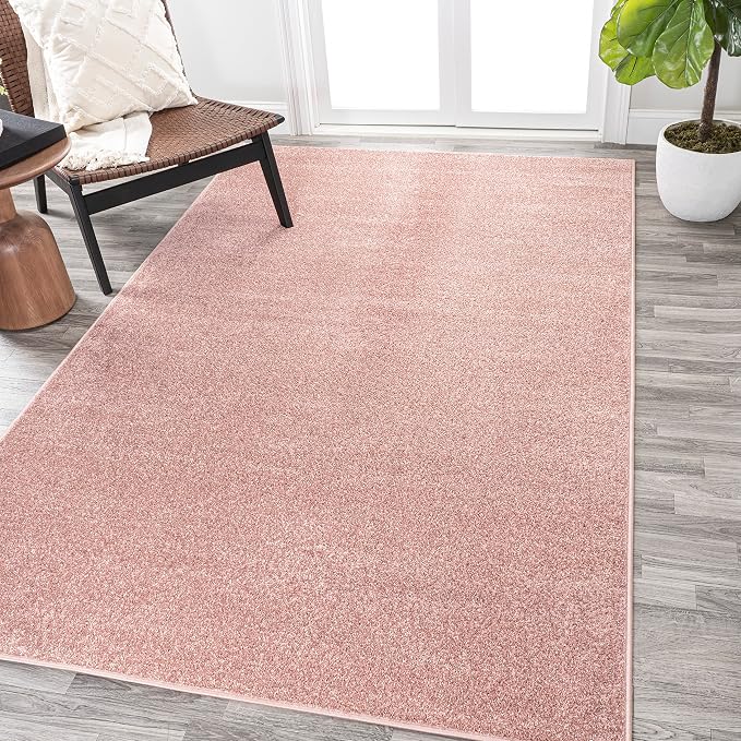 JONATHAN Y Haze Solid Low-Pile Pink Indoor Area Rug 12x15, Coastal,Bohemian,Minimalist,Classic, Easy-Cleaning for Living Room,Bedroom,Kitchen,Pet Friendly,Non-Shedding (SEU100P-15)