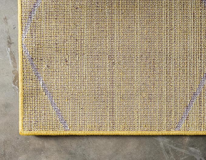 Unique Loom Trellis Frieze Collection Area Rug - Geometric (3' 3" x 5' 3", Yellow/ Ivory)