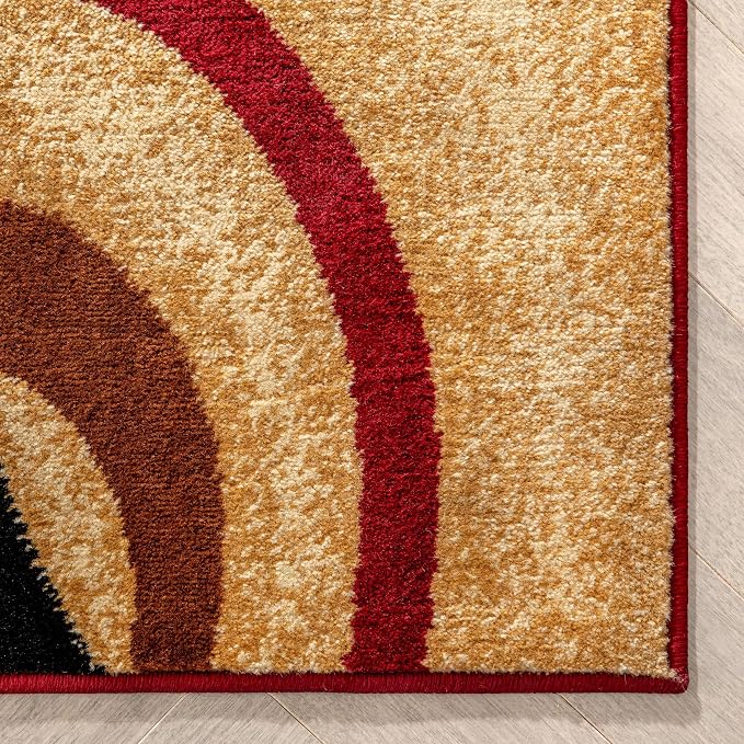 Well Woven Barclay Arcs & Shapes Red Modern Geometric 5'3" x 7'3" Area Rug