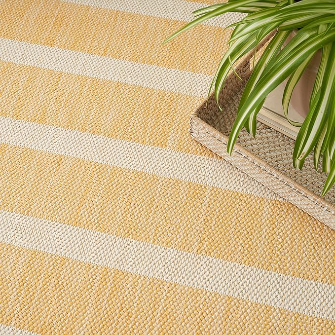 Nourison Home Positano Yellow Ivory 6' x 9' Area Rug - Easy Clean, Non Shedding, Bed Room, Living Room, Dining Room, Kitchen (6' x 9')