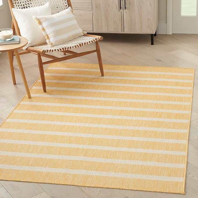 Nourison Home Positano Yellow Ivory 7' x 10' Area Rug - Easy Clean, Non Shedding, Bed Room, Living Room, Dining Room, Kitchen (7' x 10')