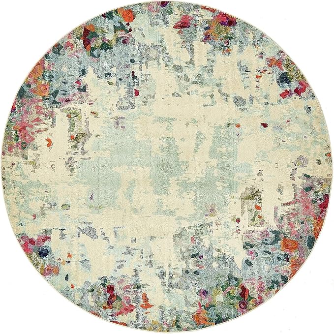Unique Loom Chromatic Collection Area Rug - Joyous (8' Round Multi/Blue)