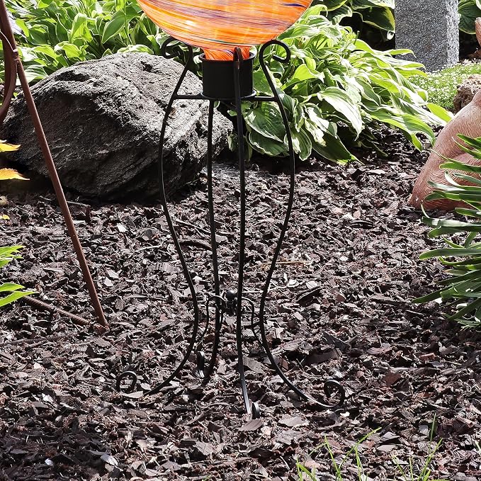 Sunnydaze Graceful Curved Outdoor Gazing Globe Stand, 18.5-Inch Tall | Black Metal Garden Globe Stand for 8-12-Inch Gazing Balls, Patio, Deck, Sunroom, or Backyard Decoration Accessory