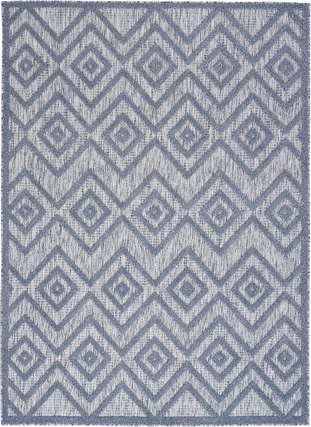 Nourison Home Versatile Denim Blue 6' x 9' Area Rug - Easy Clean, Non Shedding, Bed Room, Living Room, Dining Room, Kitchen (6' x 9')