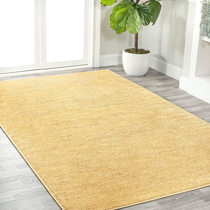 JONATHAN Y Haze Solid Low-Pile Mustard Indoor Area Rug 3x5, Coastal,Bohemian,Minimalist,Classic, Easy-Cleaning for Living Room,Bedroom,Kitchen,Pet Friendly,Non-Shedding (SEU100B-3)