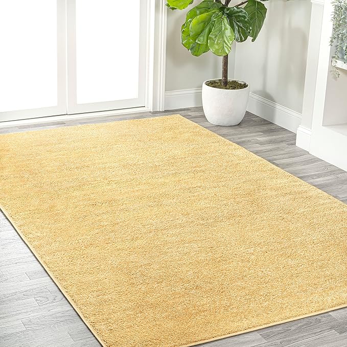 JONATHAN Y Haze Solid Low-Pile Mustard Indoor Area Rug 10x14, Coastal,Bohemian,Minimalist,Classic, Easy-Cleaning for Living Room,Bedroom,Kitchen,Pet Friendly,Non-Shedding (SEU100B-14)