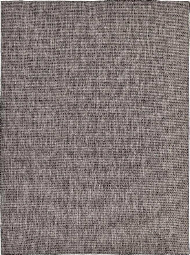 Unique Loom Collection Casual Transitional Solid Heathered Indoor/Outdoor Flatweave Area Rug (9' x 12' Rectangle, Black/Ivory)