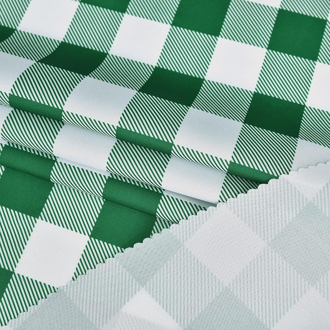 Waterproof Plaid Tablecloth Fabric - Round 58 Inch Classic Gingham Checker Table Cloth for Indoor/Outdoor Use - Buffalo Table Cover for Picnics, BBQs, and Parties