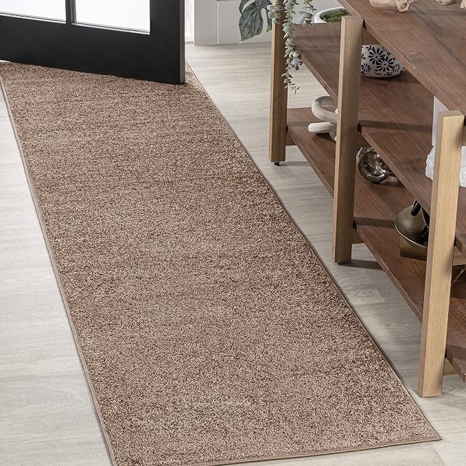JONATHAN Y Haze Solid Low-Pile Brown Runner Rug 2x10, Coastal,Bohemian,Minimalist,Classic, Easy-Cleaning for Living Room,Bedroom,Kitchen,Pet Friendly,Non-Shedding (SEU100J-210)