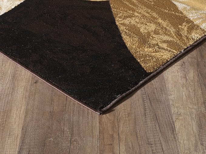 Yafa Home Fashion Modern Contemporary Swirls Design Area Rug, Luxurious, Elegant, and Fashionable Area Rug (Brown/Beige, 2 ft X 7 ft)
