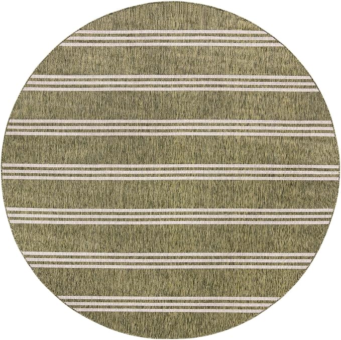 Unique Loom Jill Zarin Outdoor Collection Area Rug - Anguilla (10' 8'' Round, Green/ Ivory)