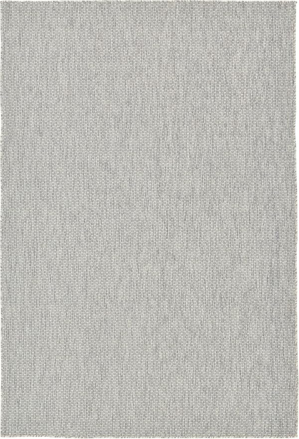 Unique Loom Collection Casual Transitional Solid Heathered Indoor/Outdoor Flatweave Area Rug (6' 1" x 9' Rectangle, Light Gray/Ivory)