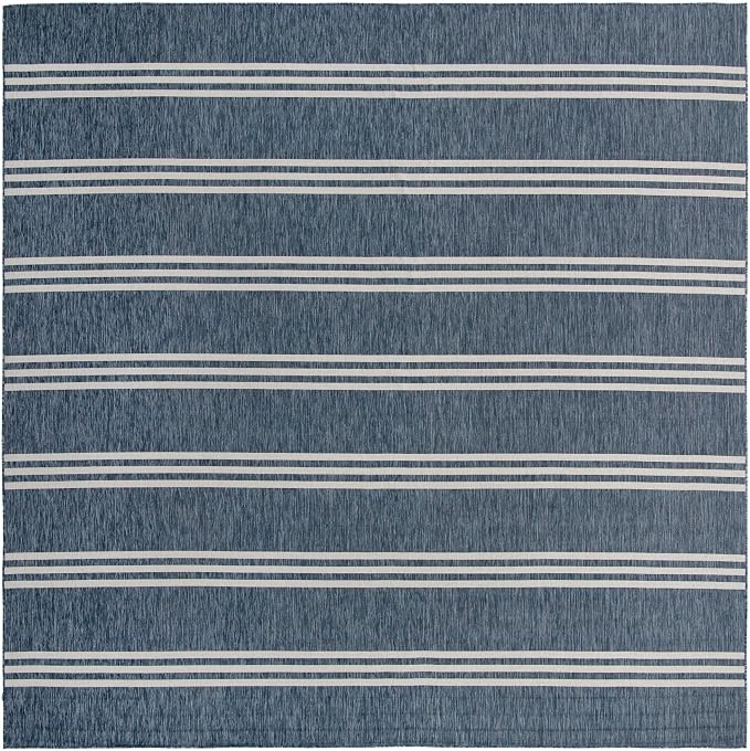 Unique Loom Jill Zarin Outdoor Collection Area Rug - Anguilla (13' Square, Blue/ Ivory)