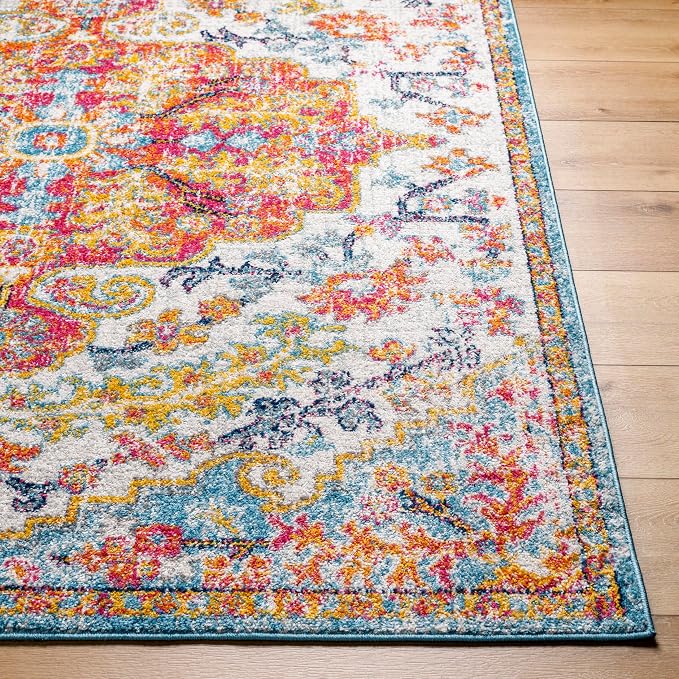 Livabliss Odelia Vintage Bohemian Area Rug,9' x 12'6",Orange/Aqua