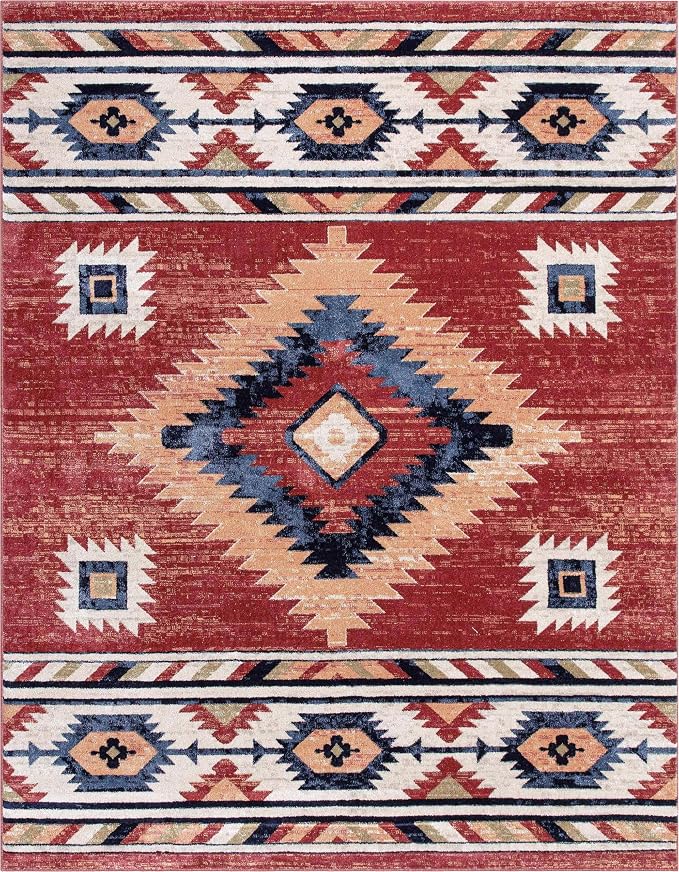 Well Woven Tulsa Lea Crimson Traditional Southwestern Tribal 7'10" x 9'10" Area Rug