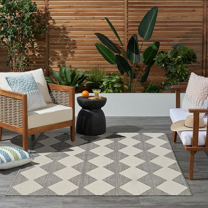Nourison Home Positano Charcoal 4' x 6' Area Rug - Easy Clean, Non Shedding, Bed Room, Living Room, Dining Room, Kitchen (4' x 6')