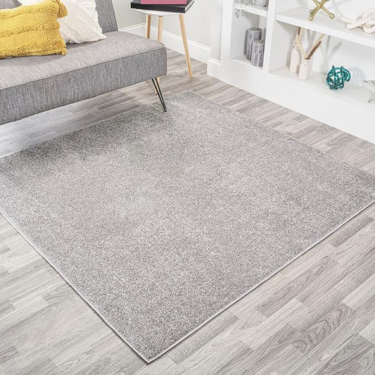 JONATHAN Y Haze Solid Low-Pile Light Gray 5x5 Square Indoor Area Rug, Coastal,Bohemian,Minimalist,Classic, Easy-Cleaning for Living Room,Bedroom,Kitchen,Pet Friendly,Non-Shedding (SEU100K-5SQ)
