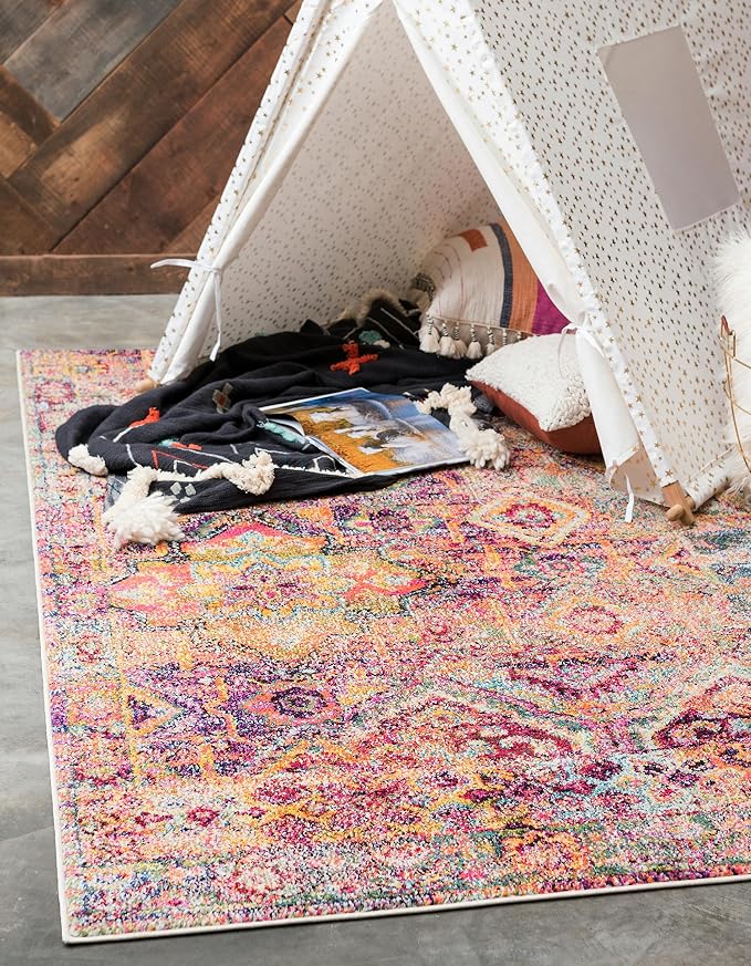 Unique Loom Monterey Collection Area Rug - Aztec (5' 1" x 8' Rectangle Multi/Blue)