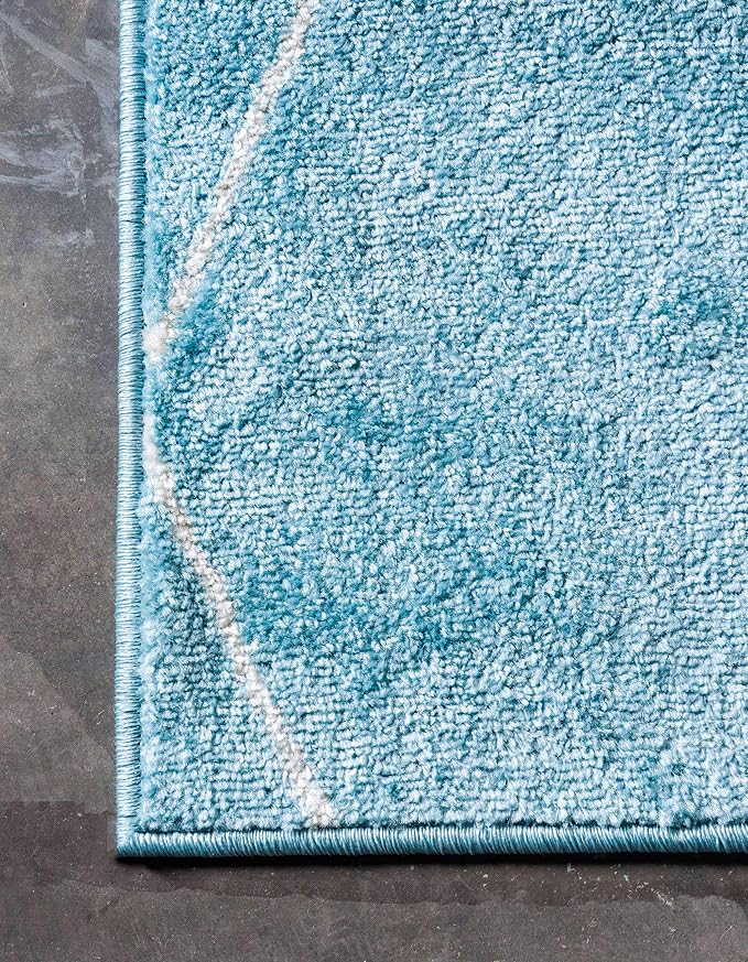Unique Loom Trellis Frieze Collection Area Rug - Geometric (9' x 12' 2", Light Blue/ Ivory)