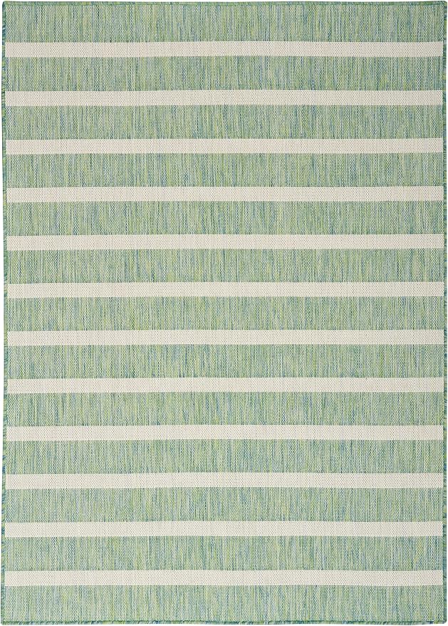 Nourison Home Positano Blue Green Ivory 6' x 9' Area Rug - Easy Clean, Non Shedding, Bed Room, Living Room, Dining Room, Kitchen (6' x 9')