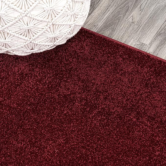 JONATHAN Y Haze Solid Low-Pile Dark Red 8' Round Indoor Area Rug, Coastal,Bohemian,Minimalist,Classic, Easy-Cleaning for Living Room,Bedroom,Kitchen,Pet Friendly,Non-Shedding (SEU100Q-8R)