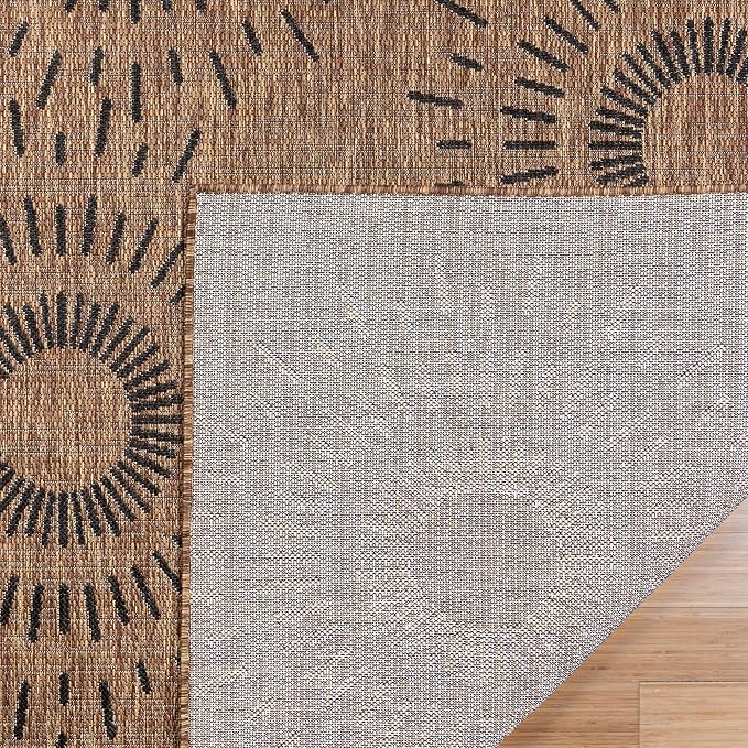 Gertmenian Indoor Outdoor Modern Area Rug - 6x9 Medium, Stain Resistant, Ideal for High Traffic in Living Room, Bedroom, Patio - Geometric, Brown, 32458