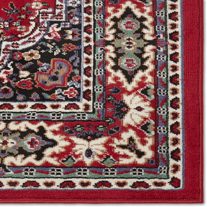 Home Dynamix Premium Sakarya Traditional Medallion Runner Area Rug, Red/Black, 1'9"x7'2"