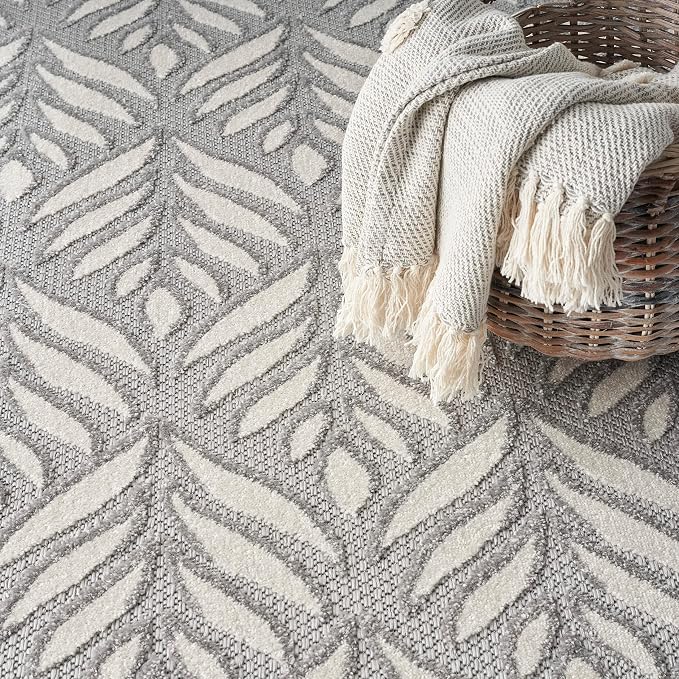 Nourison Home Aloha Grey 3'6" x 5'6" Area Rug - Easy Clean, Non Shedding, Bed Room, Living Room, Dining Room, Kitchen (4' x 6')
