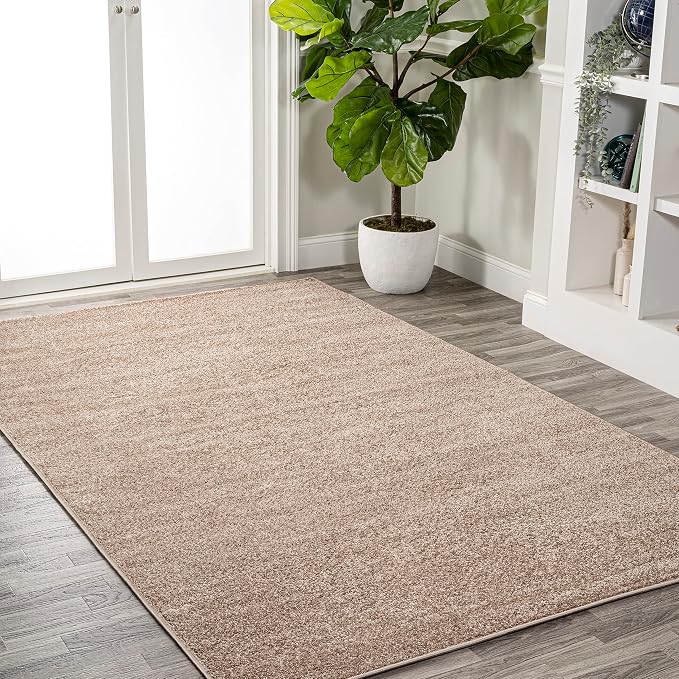 JONATHAN Y Haze Solid Low-Pile Beige Indoor Area Rug 8x10, Coastal,Bohemian,Minimalist,Classic, Easy-Cleaning for Living Room,Bedroom,Kitchen,Pet Friendly,Non-Shedding (SEU100G-8)