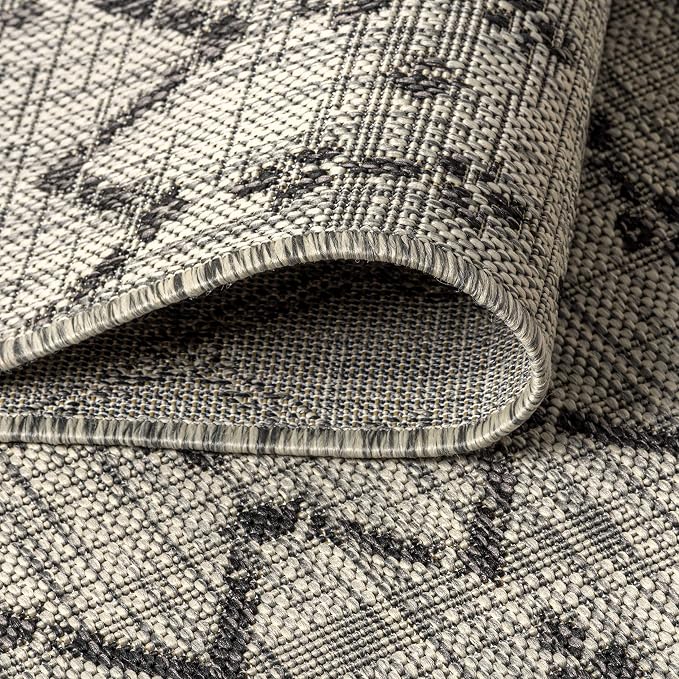 JONATHAN Y Moroccan Geometric Indoor Outdoor Runner Rug 2X14 Light Gray/Black, Ourika Textured Weave for Backyard, Patio, Porch, Easy-Cleaning, High Traffic Pet-Friendly, Non-Shedding SMB108E-214