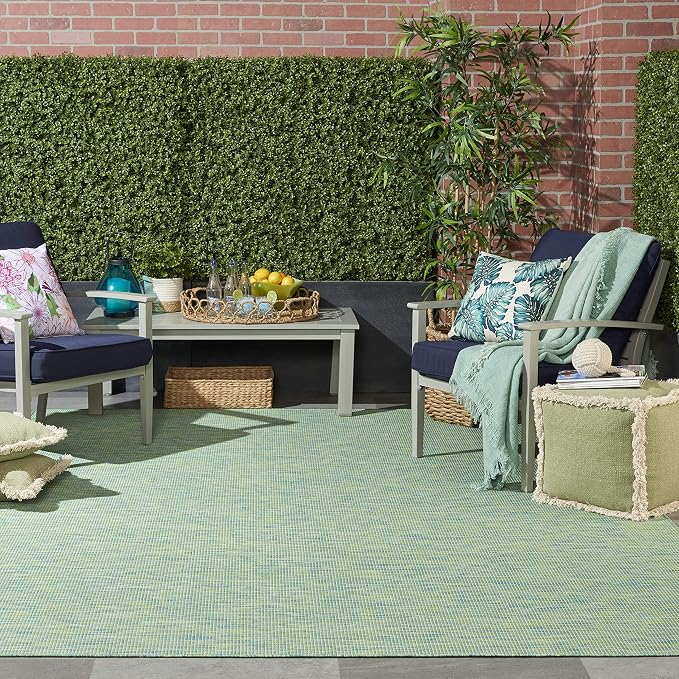 Nourison Home Positano Blue Green 6' x 9' Area Rug - Easy Clean, Non Shedding, Bed Room, Living Room, Dining Room, Kitchen (6' x 9')