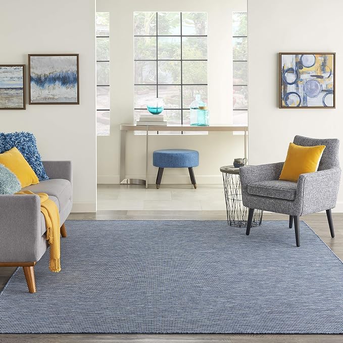 Nourison Home Positano Navy Blue 8' x Round Area Rug - Easy Clean, Non Shedding, Bed Room, Living Room, Dining Room, Kitchen (8' x Round)