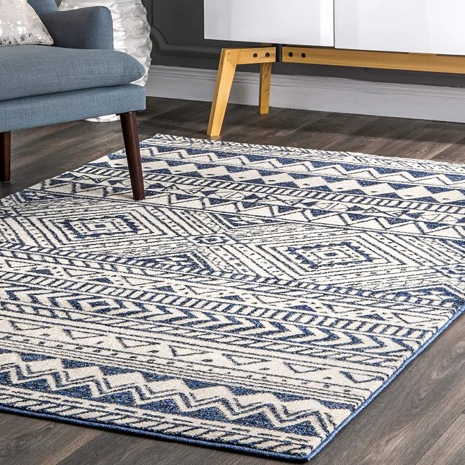 nuLOOM Transitional Tribal Becky Area Rug, 4' x 6', Navy