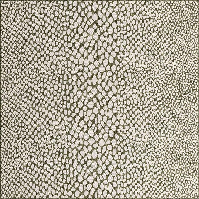 Unique Loom Outdoor Collection Area Rug - Cape Town (7' 10' Square, Green/ Ivory)
