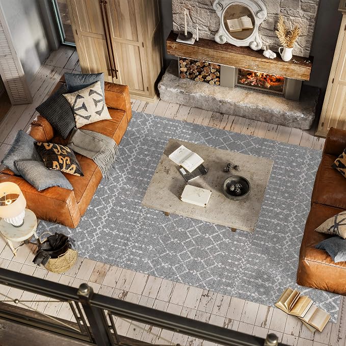 JONATHAN Y Boho Vintage Diamond Gray/Ivory Indoor Area Rug 3X5 ft, Moroccan Hype for Living Room, Bedroom, Kitchen, Office, Easy-Cleaning, High Traffic, Pet-Friendly, Non-Shedding (MOH101C-3)