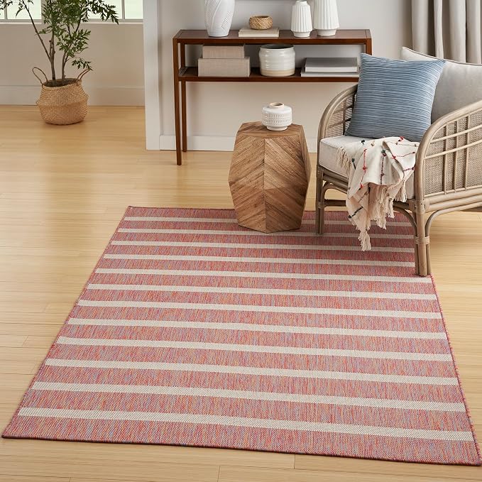 Nourison Home Positano Rainbow Ivory 5' x 7' Area Rug - Easy Clean, Non Shedding, Bed Room, Living Room, Dining Room, Kitchen (5' x 7')
