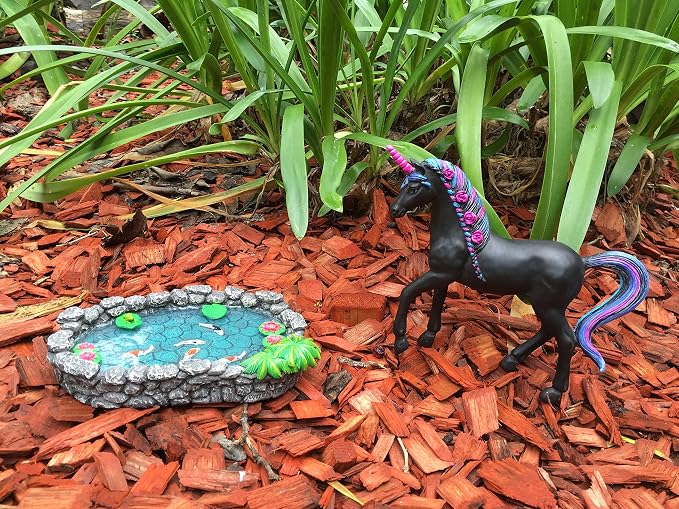 GlitZGlam KOI Miniature Pond for Fairy Garden - Enchanted Garden Accessories
